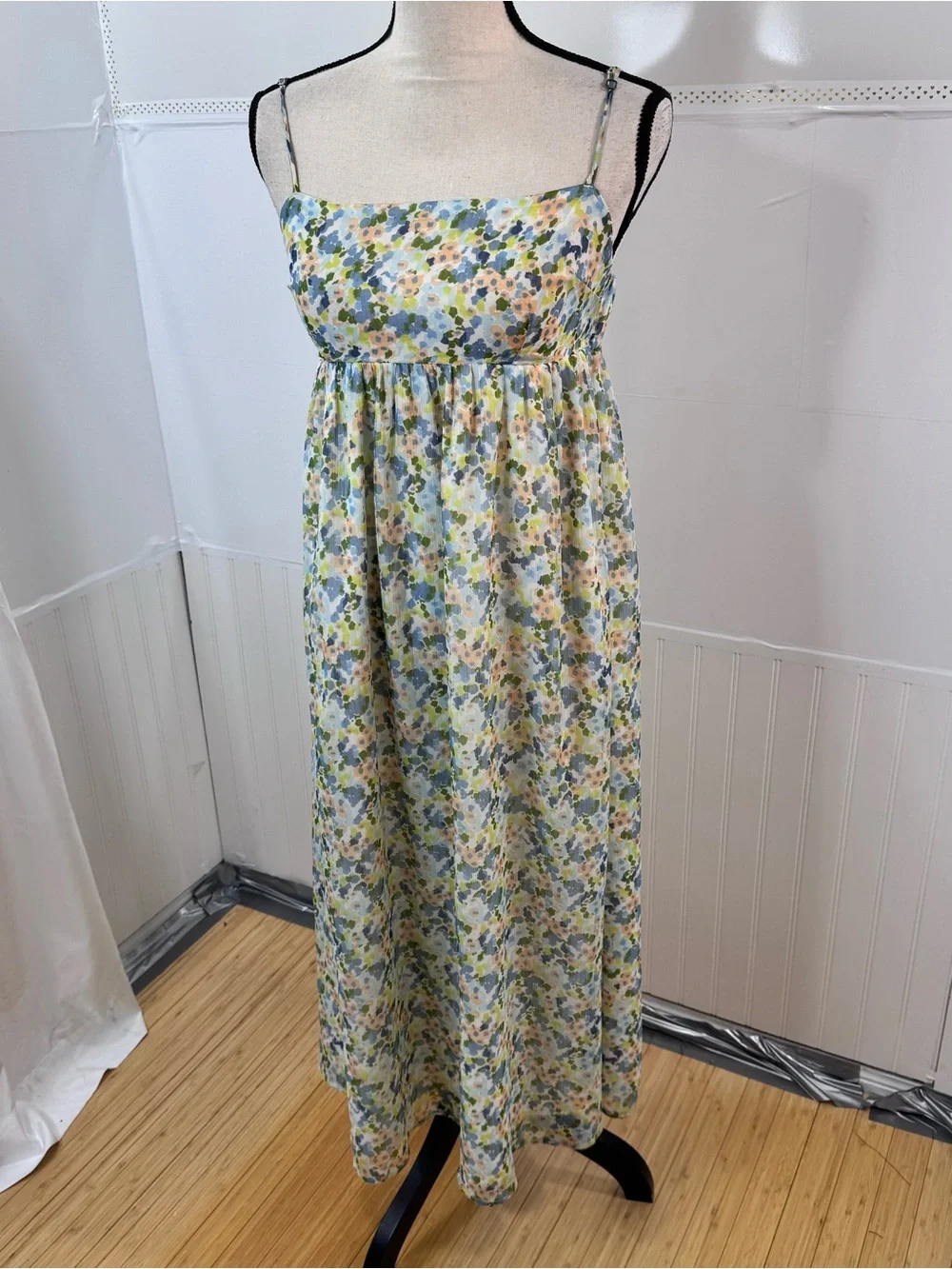 Vintage Abercrombie & Fitch White Label Floral Empire Maxi Dress XS Y2K